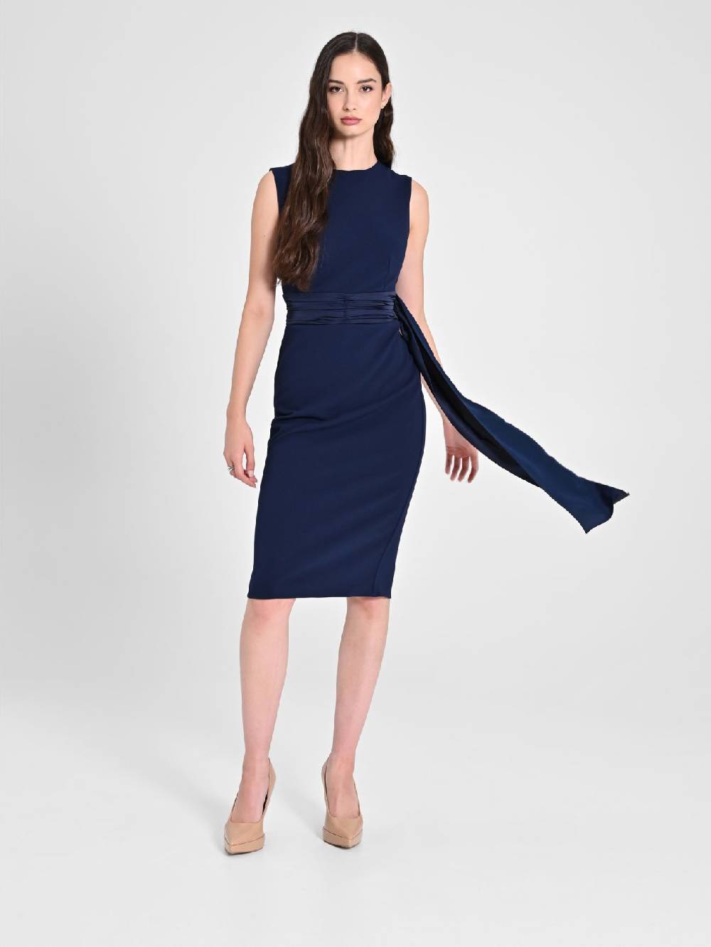 Rinascimento Tubino in Scuba mano Crepe Blu Donna