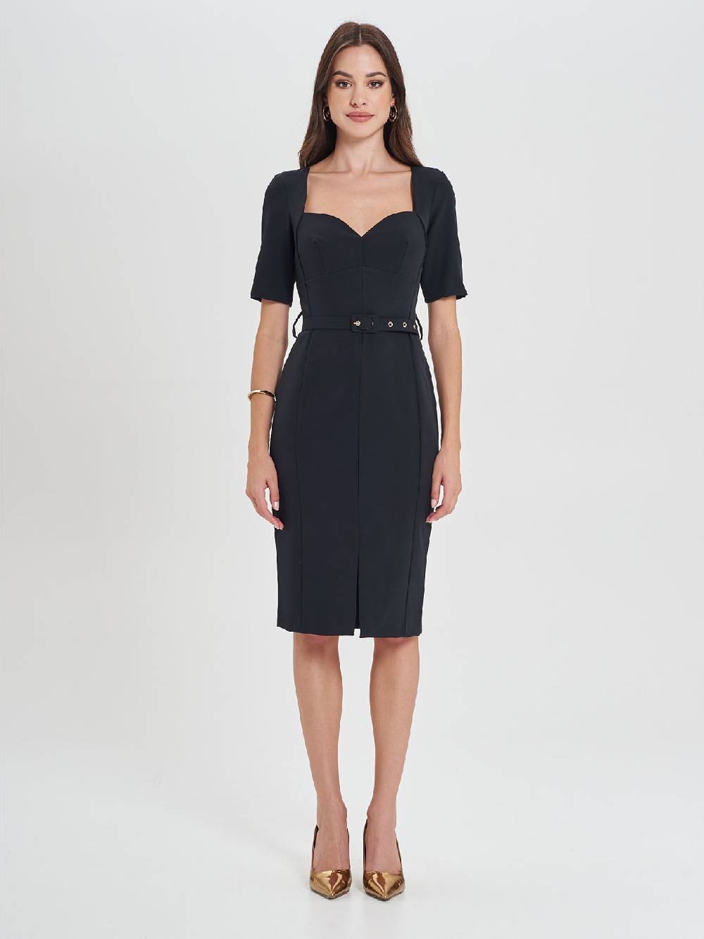 Rinascimento Tubino Nero Con Scollo A Cuore