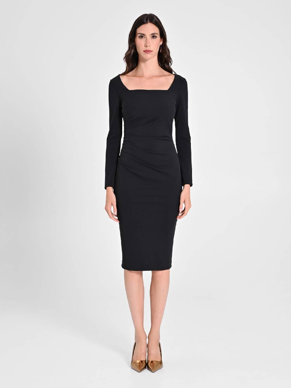 Rinascimento Tubino Nero Con Scollo Squadrato