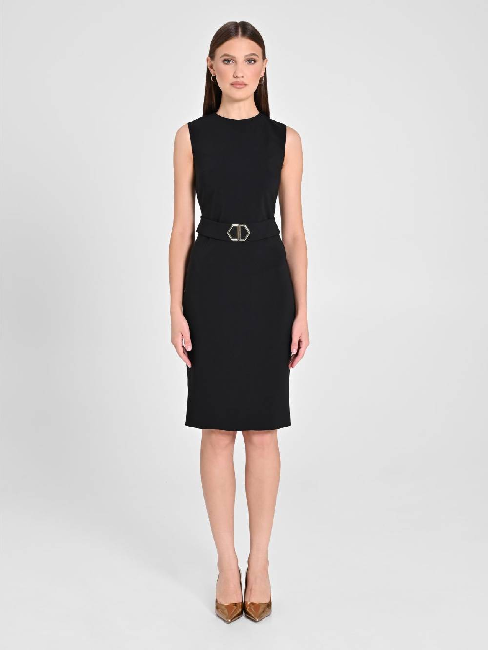 Rinascimento Tubino Nero Fibbia Geometrica