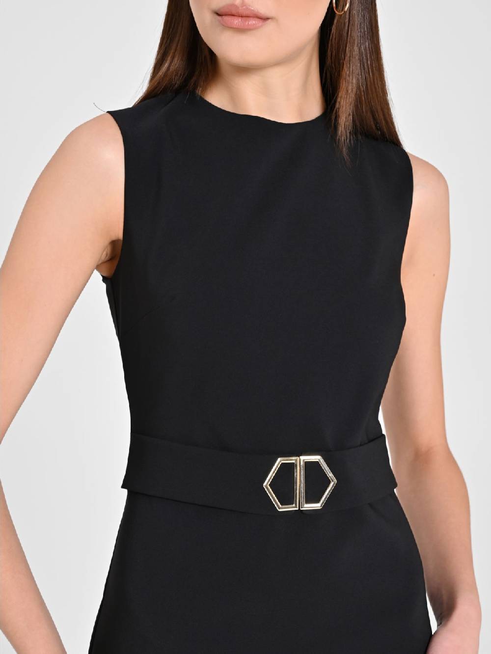 Rinascimento Tubino Nero Fibbia Geometrica