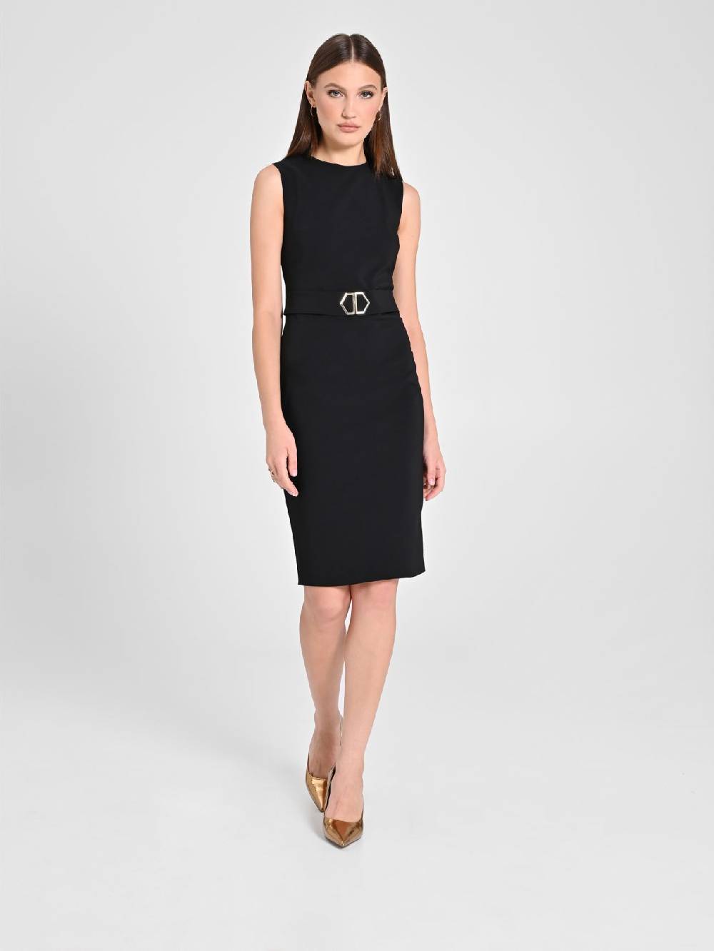 Rinascimento Tubino Nero Fibbia Geometrica