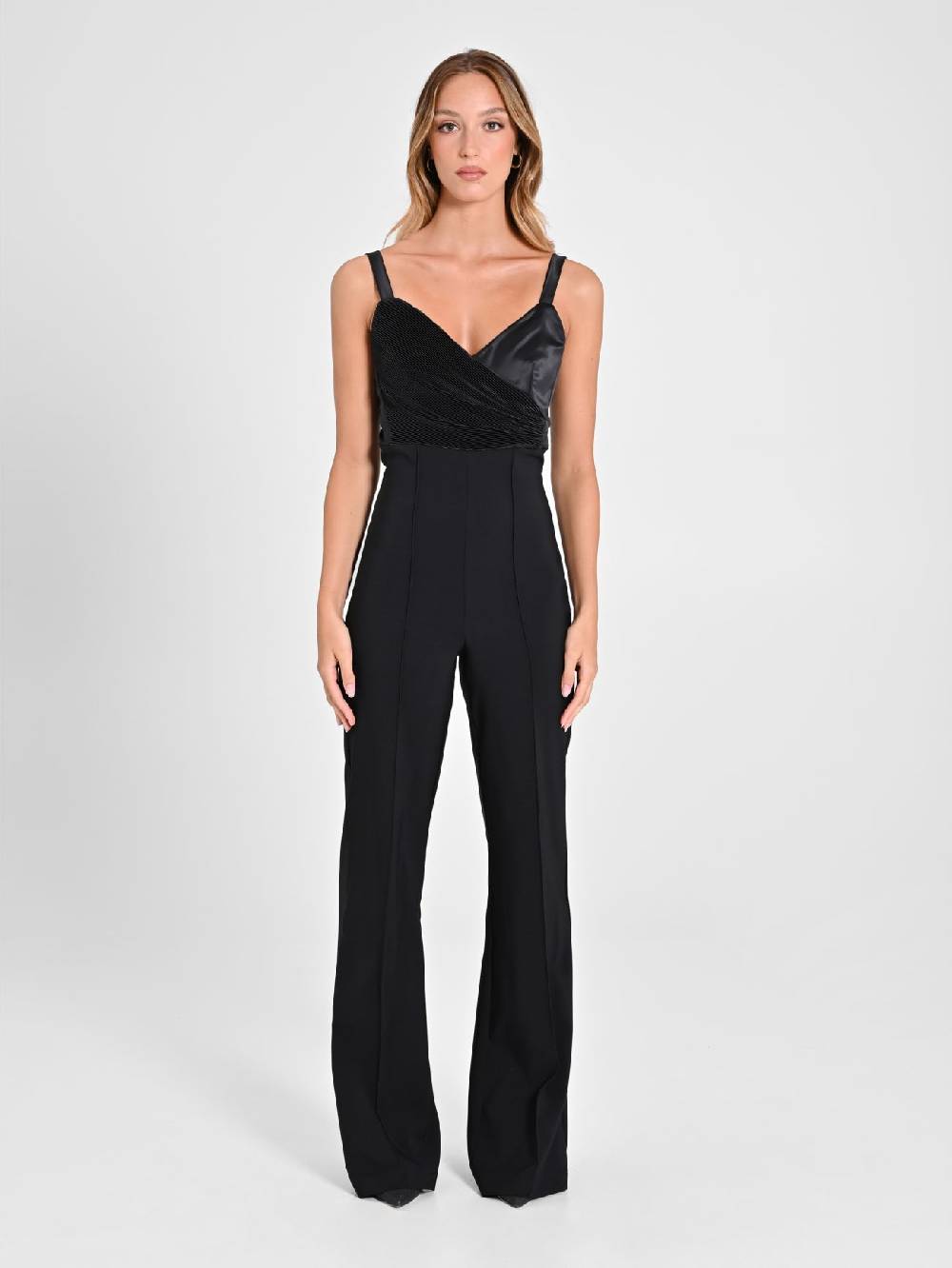 Rinascimento Tuta Nera Inserto Plissé