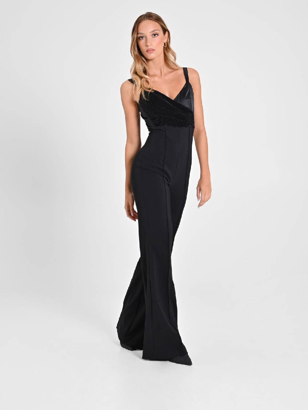 Rinascimento Tuta Nera inserto Plissé