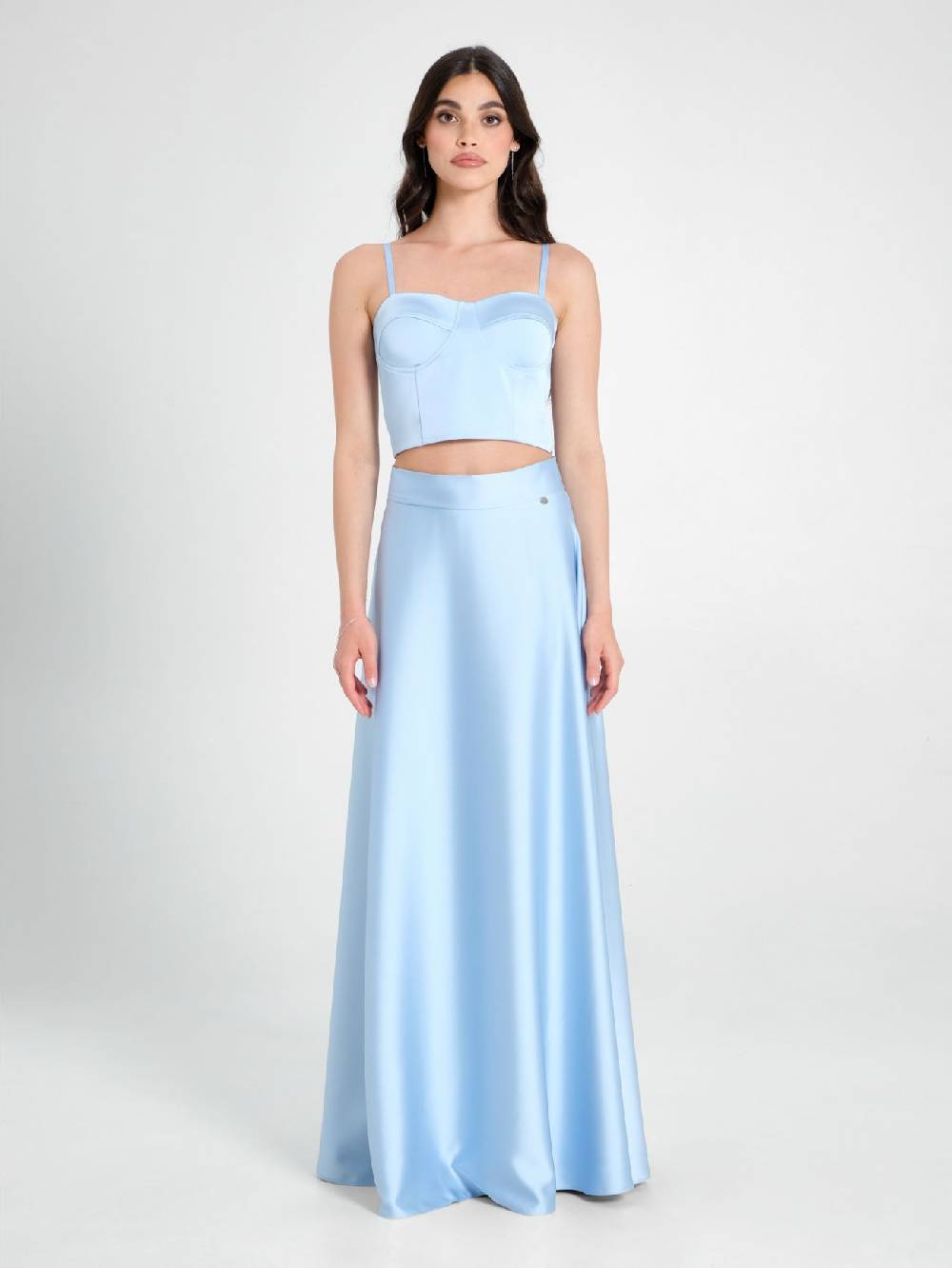 Rinascimento Top Bustier In Raso Strutturato Azzurro