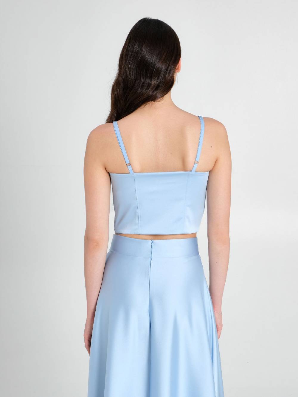 Rinascimento Top Bustier In Raso Strutturato Azzurro