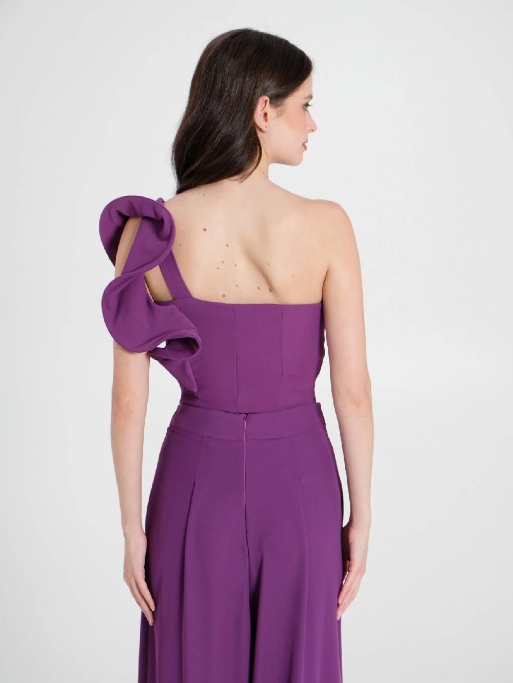 Rinascimento Top Monospalla Con Rouche Viola Melanzana