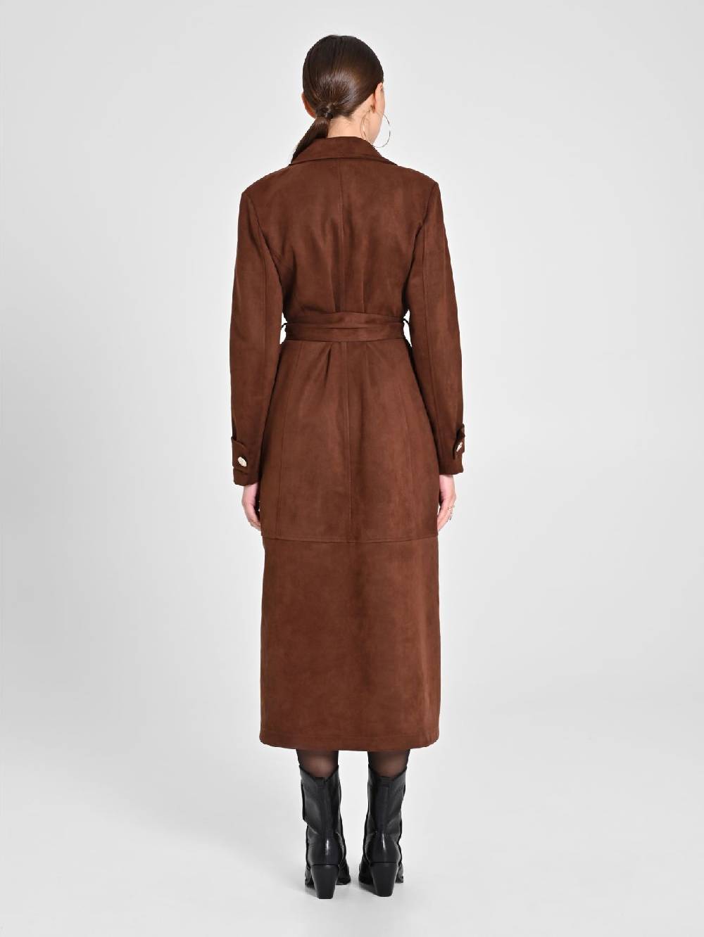 Rinascimento Trench Effetto Camoscio Color Cioccolato