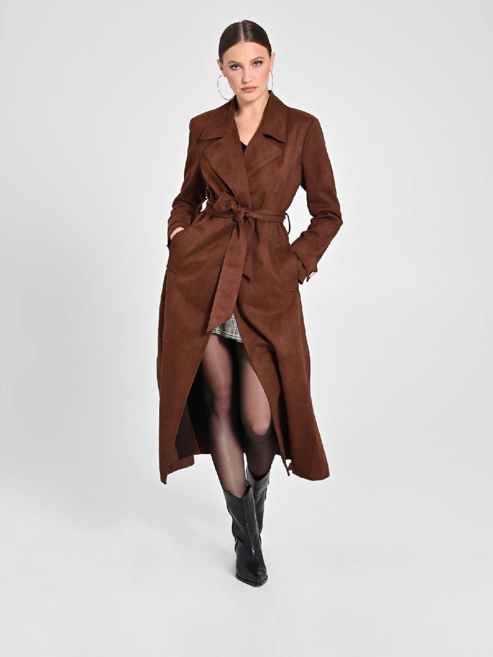 Rinascimento Trench effetto Camoscio color Cioccolato