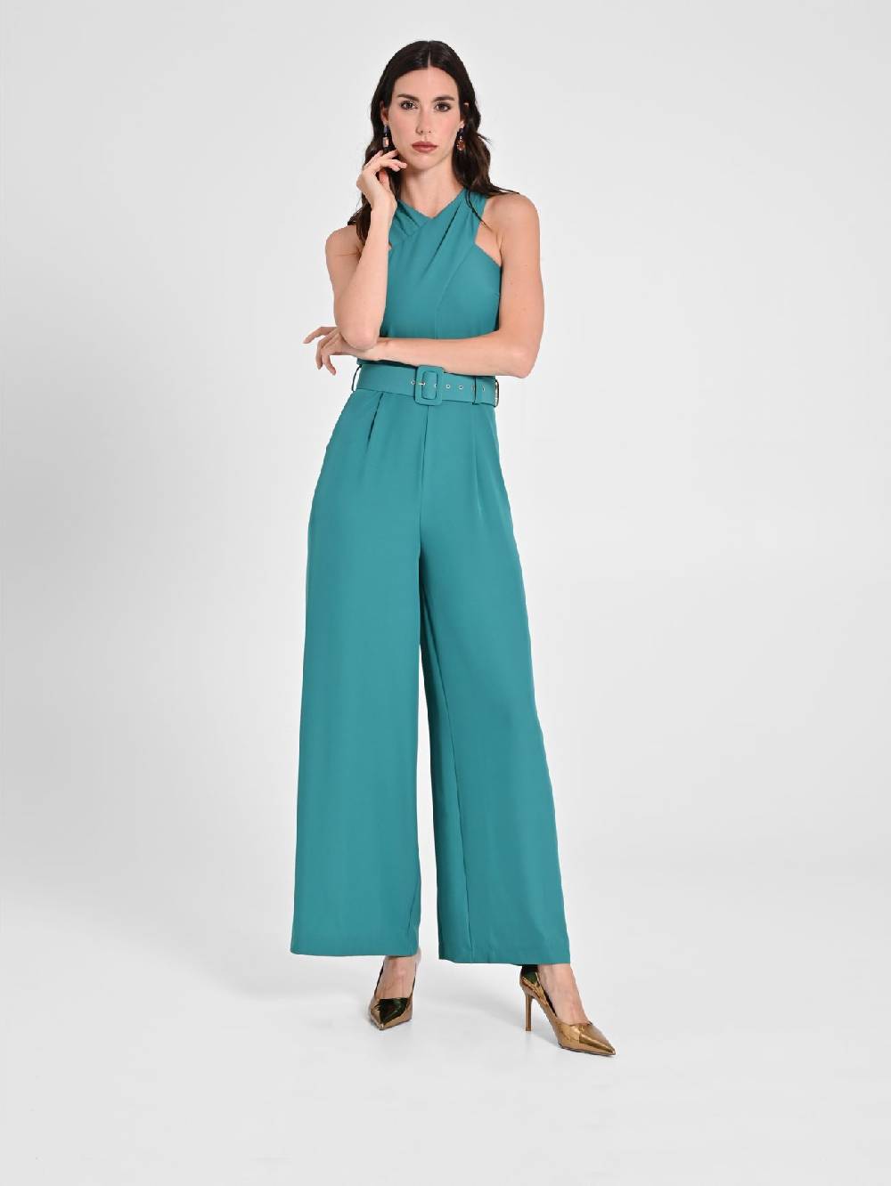 Rinascimento Tuta con Scollo intrecciato Verde Giada