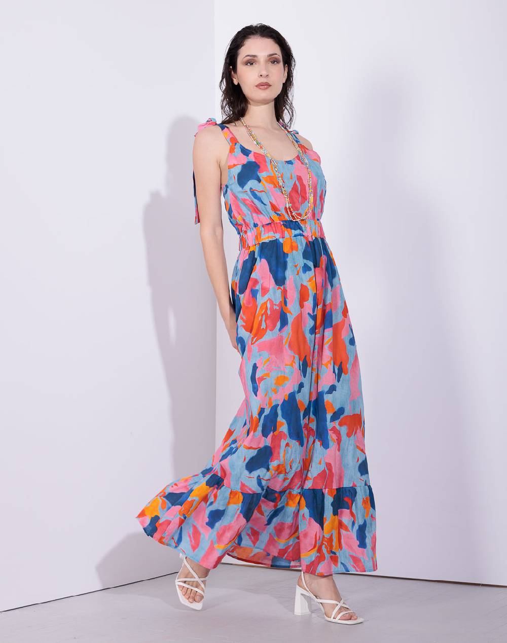 Risskio Agata - Abito Lungo In Mussola Con Stampa Multicolor