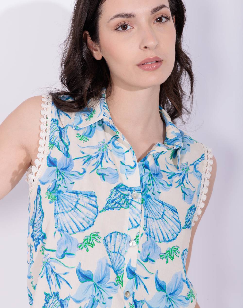 Risskio Andrea - Camicia In Viscosa Con Stampa Conchiglie