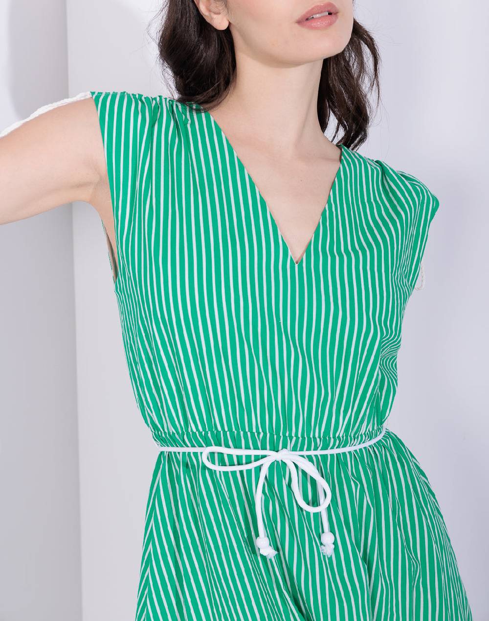 Risskio Angelina - Abito Midi A Righe In Mussola Stampata