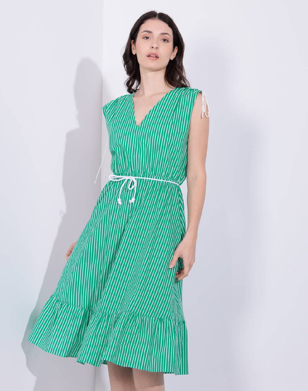 Risskio Angelina - Abito midi a righe in mussola stampata