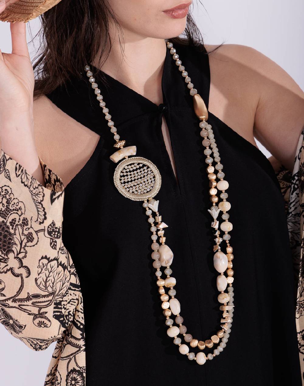 Risskio Arcelia - Collana con perline e lavorazione crochet