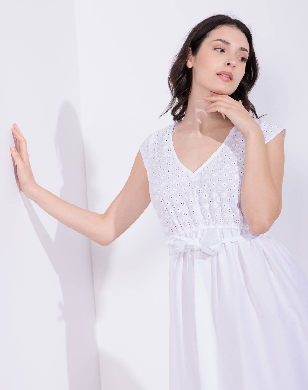 Risskio Bella - Abito Midi In Popeline Unito E Sangallo