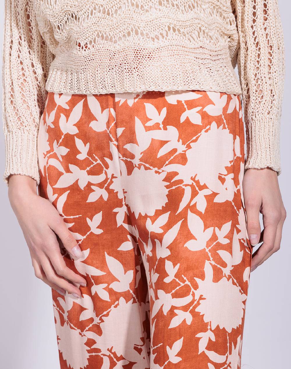 Risskio Chandra - Pantalone A Palazzo In Raso Di Viscosa Stampata