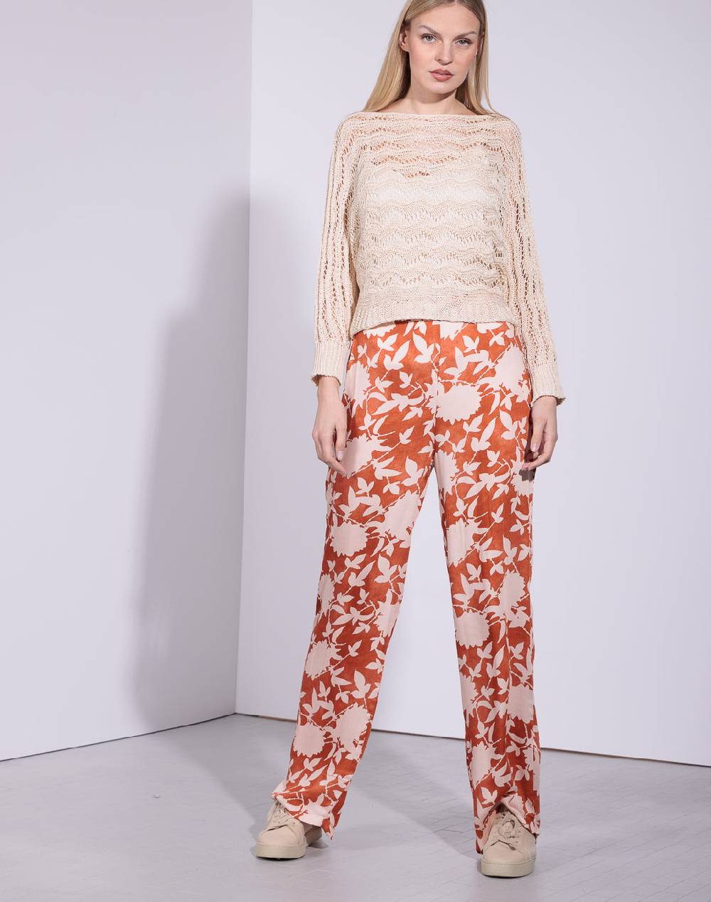 Risskio Chandra - Pantalone a palazzo in raso di viscosa stampata