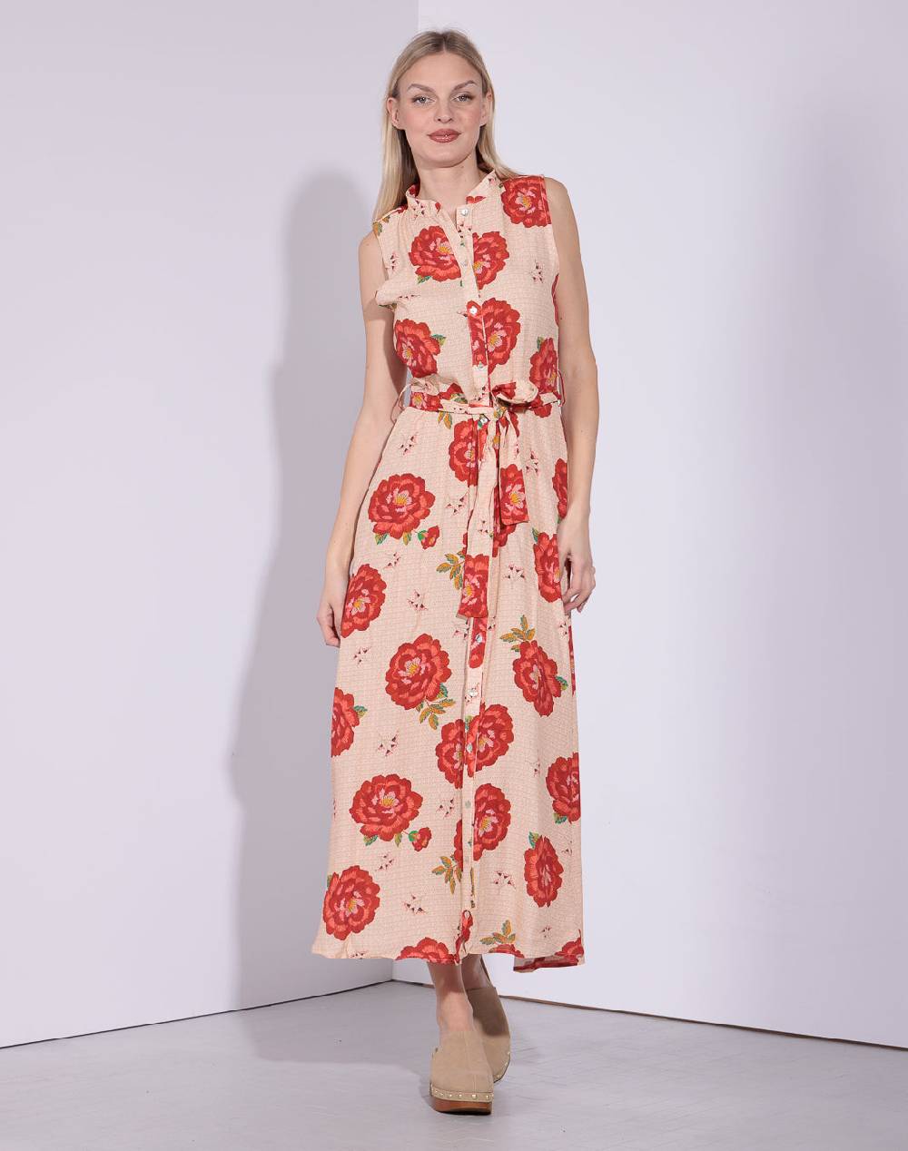 Risskio Mahika - Abito chemisier smanicato in georgette di viscosa stampata