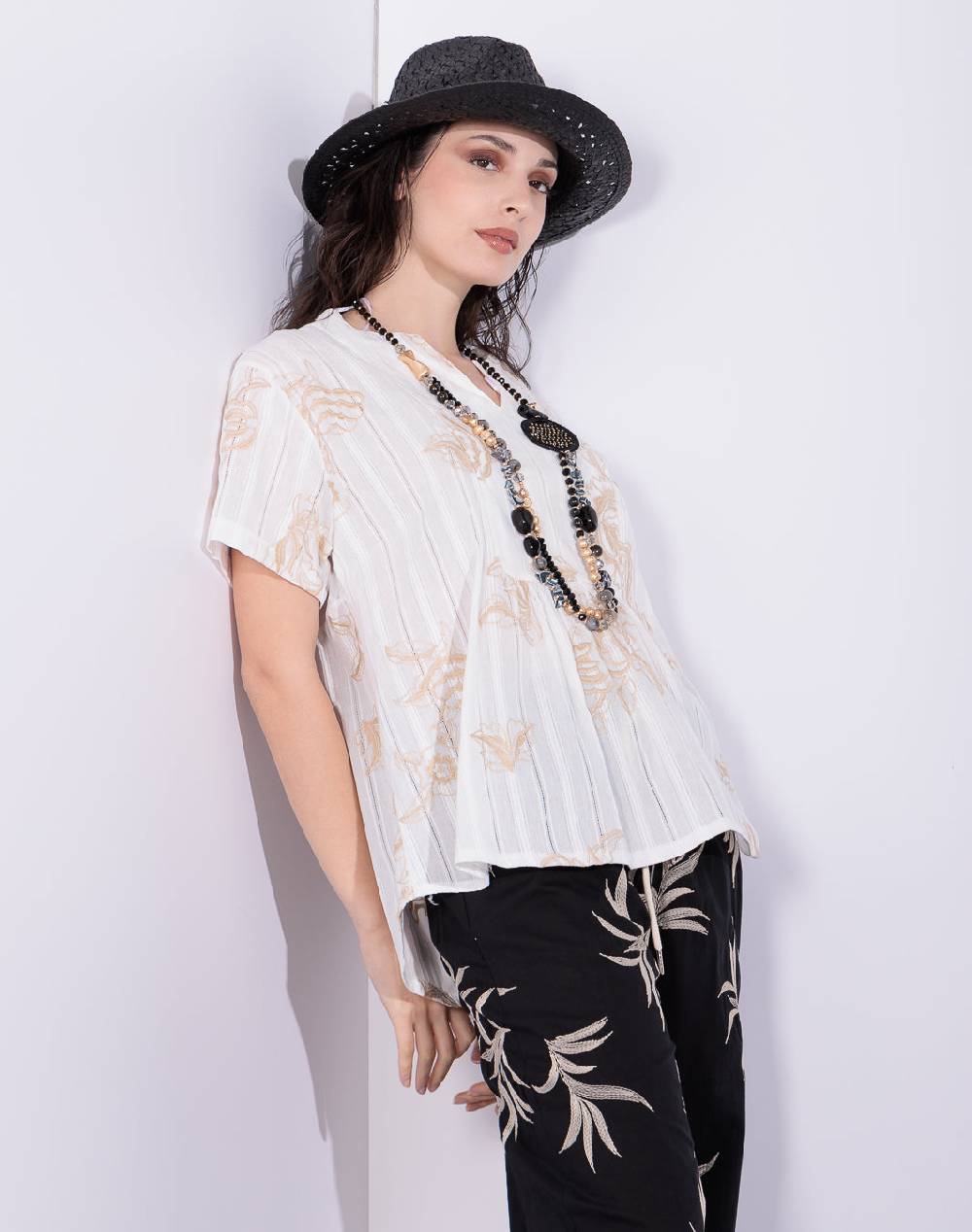 Risskio Alazne - Blusa In Mussola Ricamata