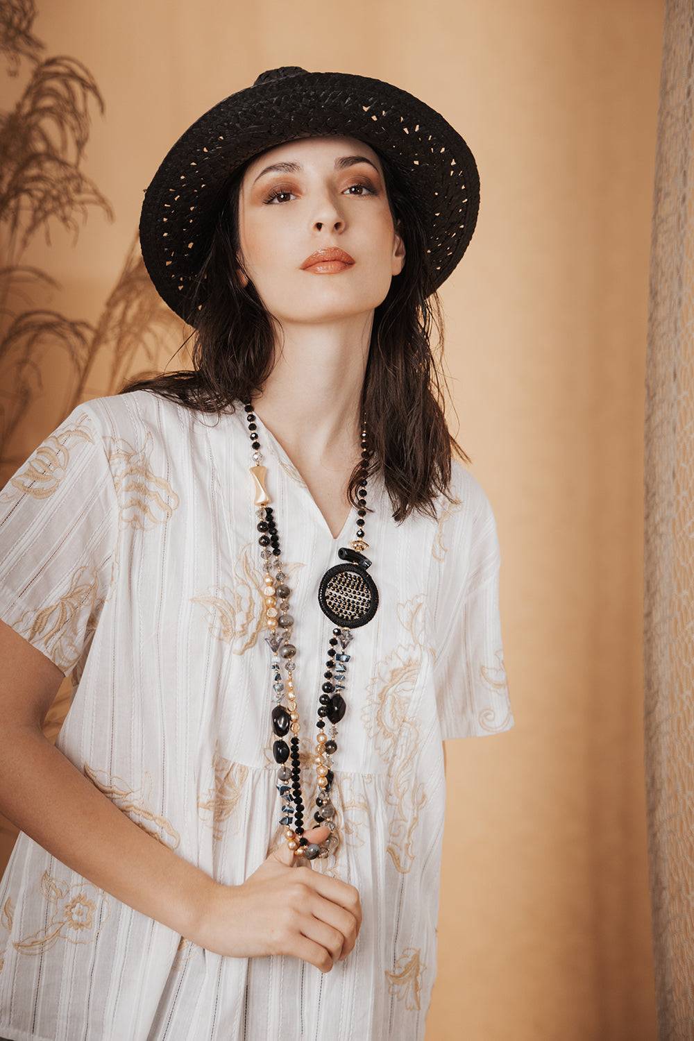 Risskio Alazne - Blusa in mussola ricamata