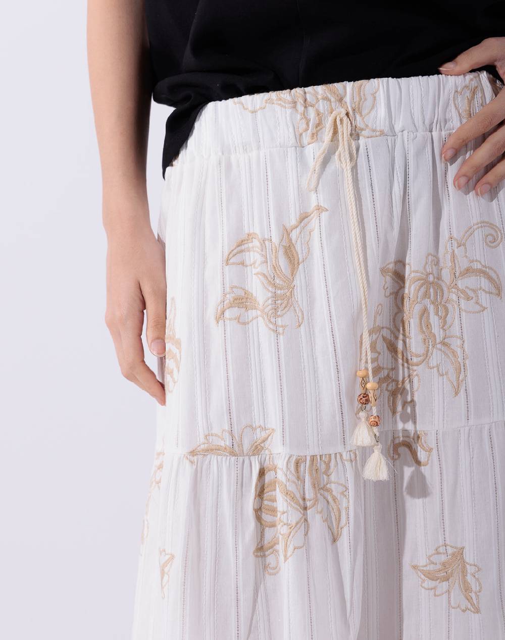 Risskio Almira - Gonna Midi In Mussola Ricamata