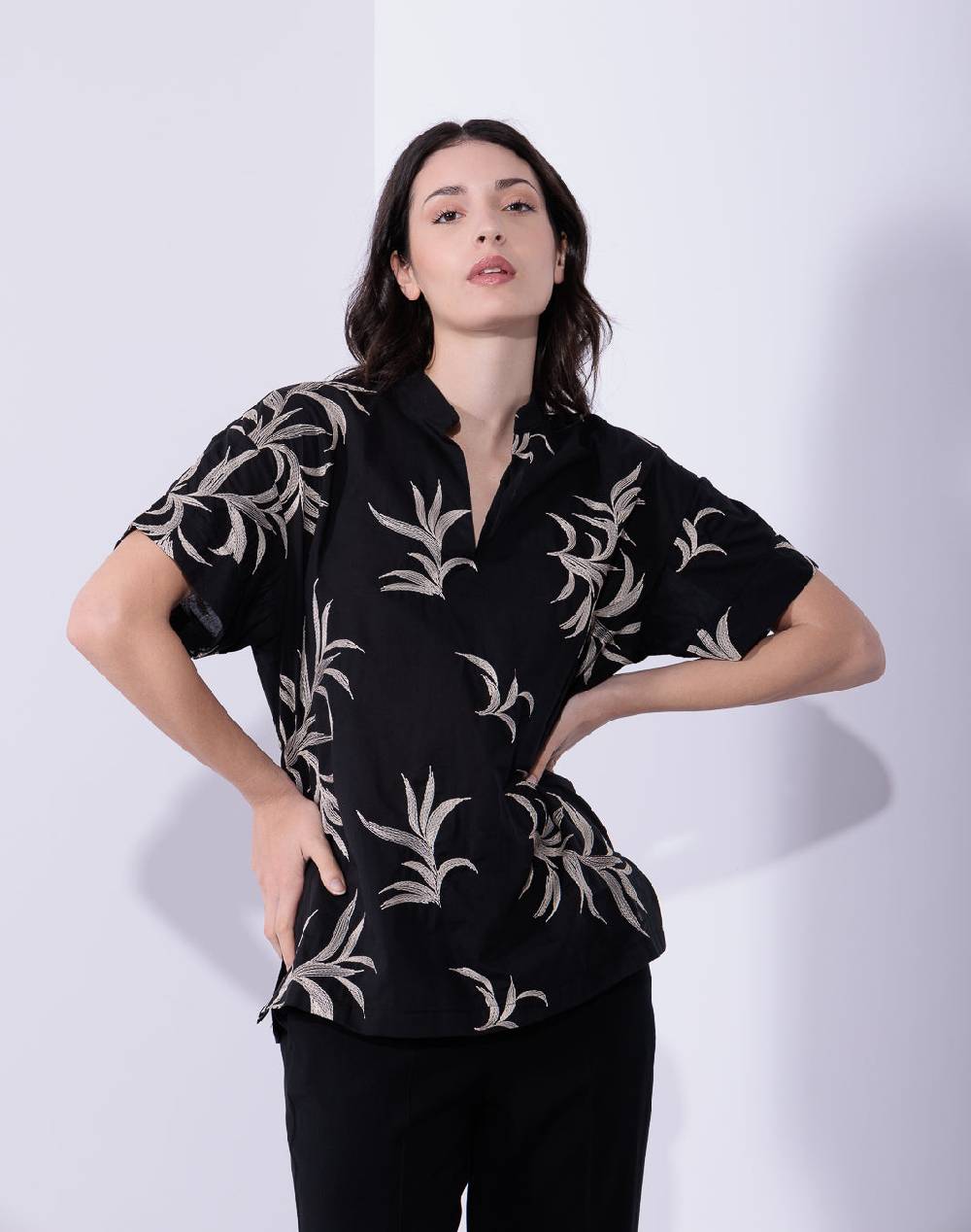 Risskio Damian - Blusa In Mussola Ricamata