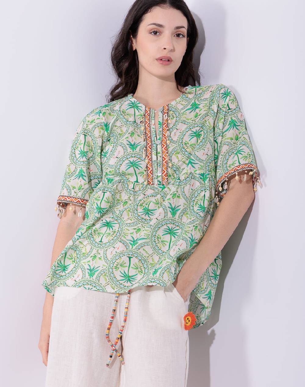 Risskio David - Blusa In Mussola Stampata