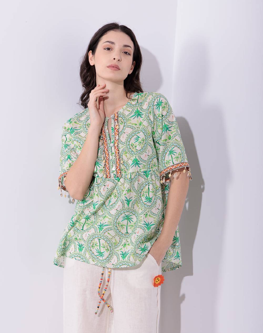 Risskio David - Blusa in mussola stampata