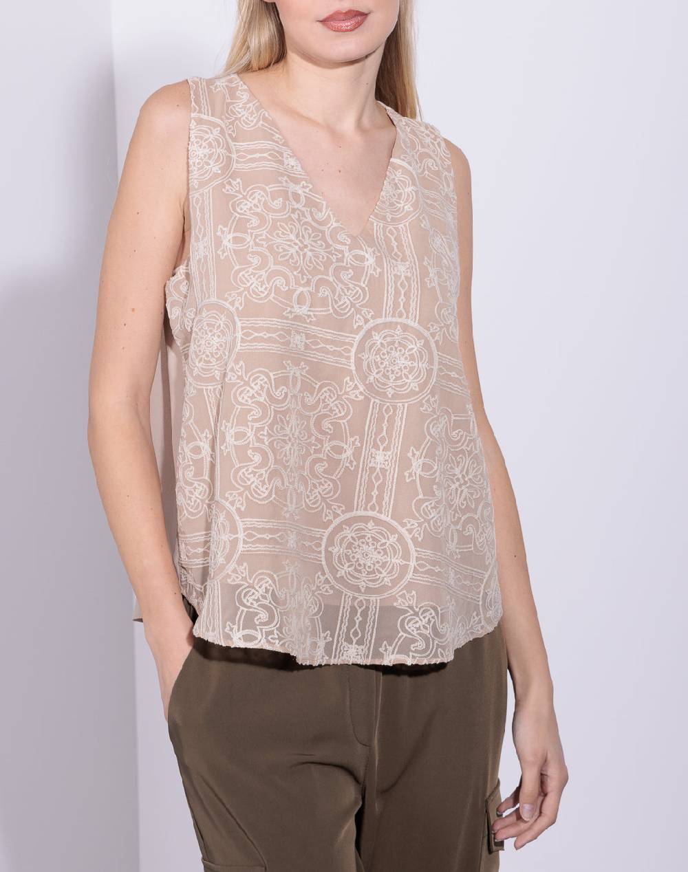Risskio Garime - Top In Georgette Ricamata