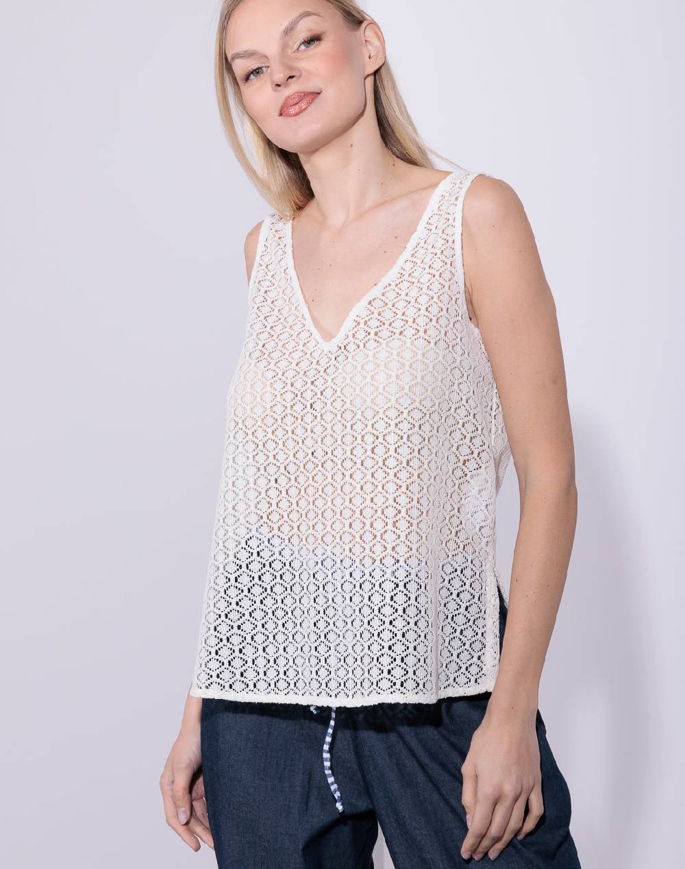 Risskio Ravil - Top double face in pizzo