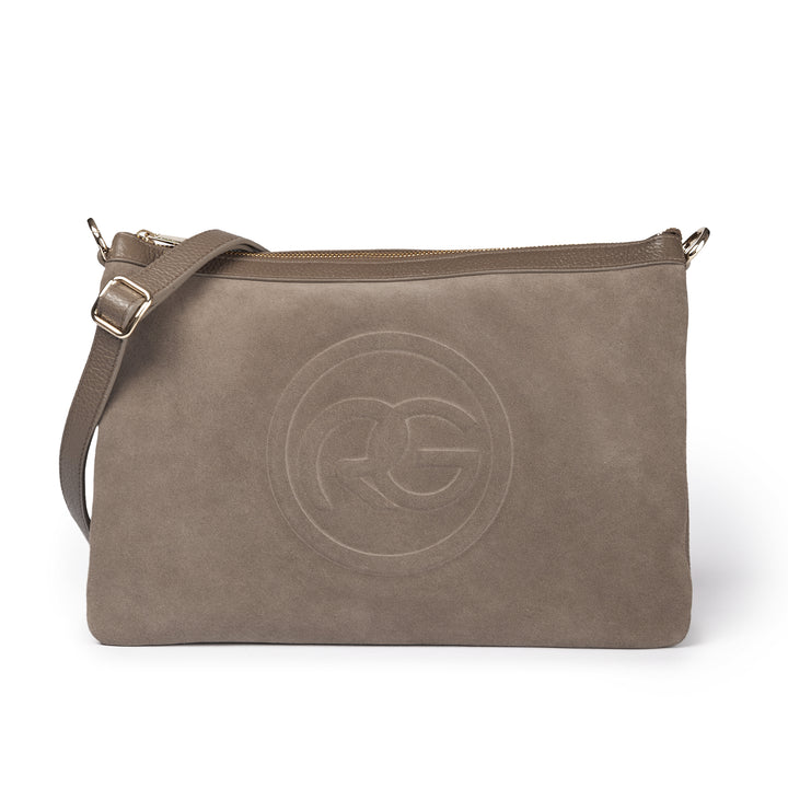 Roberta Gandolfi Alice Large Borsa In Camoscio E Pelle Martellata Con Tracolla Regolabile E Staccabile