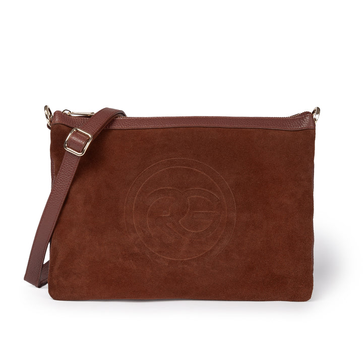 Roberta Gandolfi Alice Large Borsa In Camoscio E Pelle Martellata Con Tracolla Regolabile E Staccabile