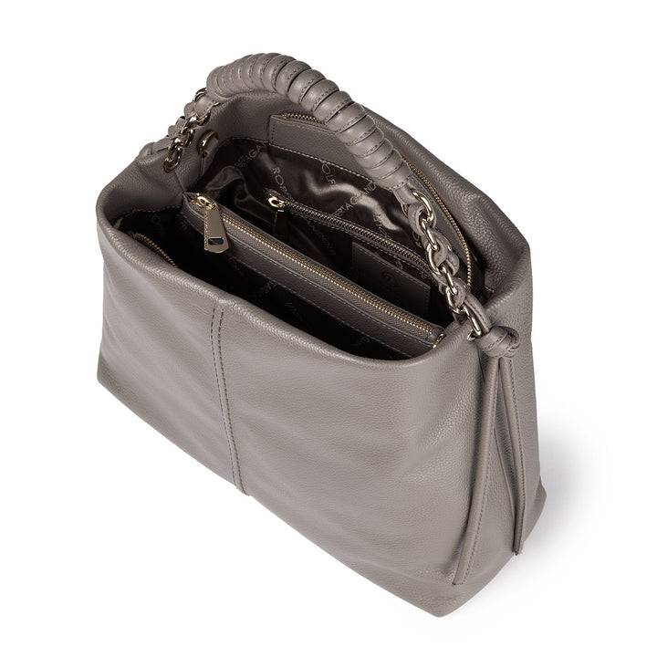 Roberta Gandolfi Amina Large Borsa A Mano In Pelle Con Manico Tubolare Fasciato E Tracolla Staccabile