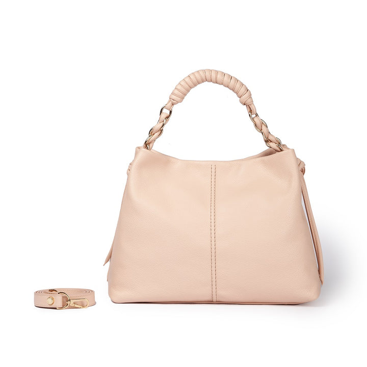 Roberta Gandolfi Amina large borsa a mano in pelle con manico tubolare fasciato e tracolla staccabile