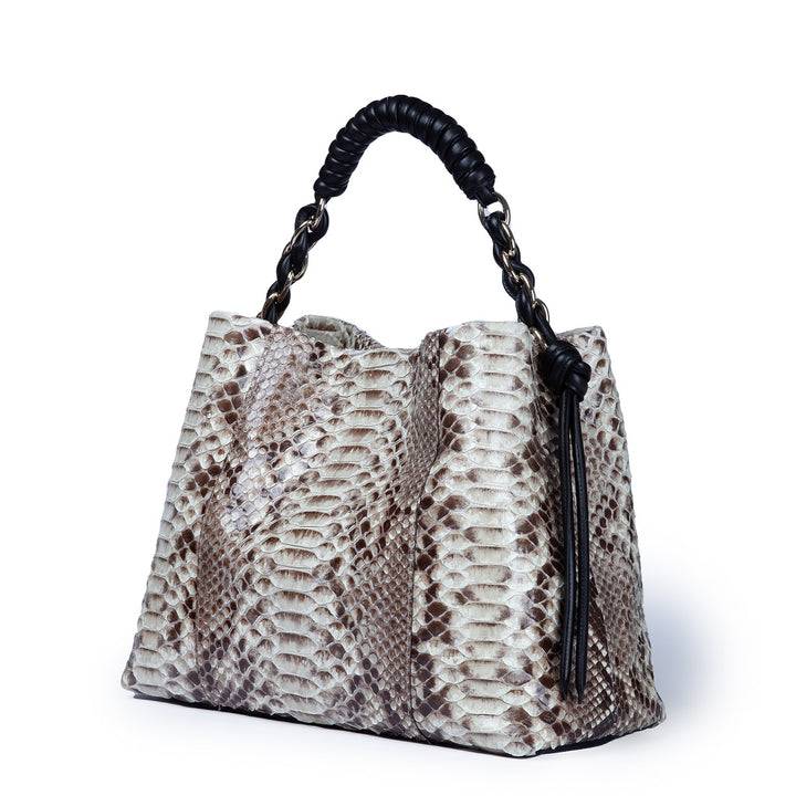 Roberta Gandolfi Amina Pitone Large Borsa A Mano In Pitone E Finiture In Pelle Di Vitello Con Manico Tubolare Fasciato E Tracolla Staccabile