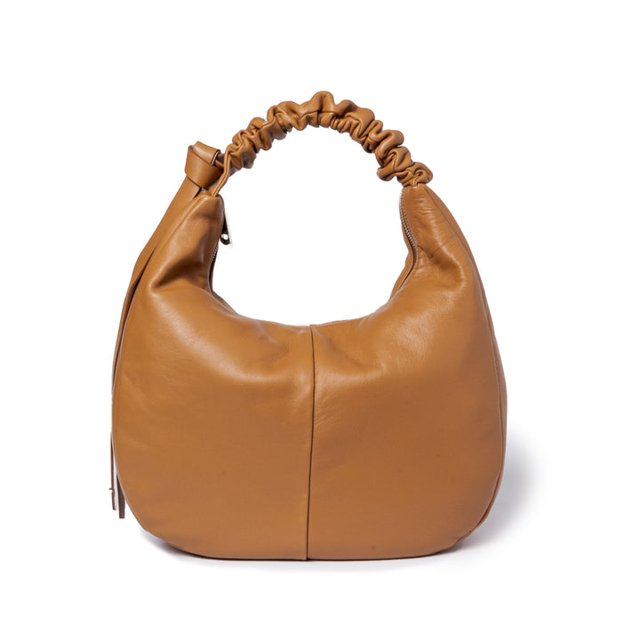 Roberta Gandolfi Azzurro Hobo large in morbida pelle nappa con manico arricciato regolabile