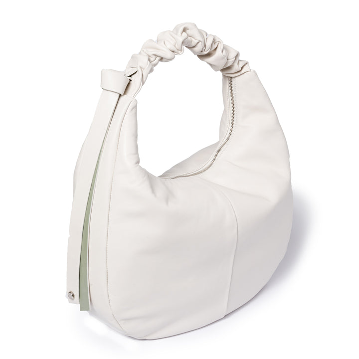 Roberta Gandolfi Azzurro Hobo Large In Morbida Pelle Nappa Con Manico Arricciato Regolabile