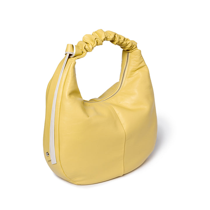 Roberta Gandolfi Azzurro Hobo Large In Morbida Pelle Nappa Con Manico Arricciato Regolabile