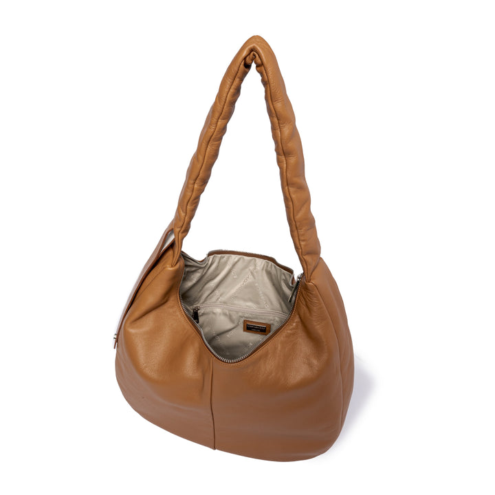 Roberta Gandolfi Azzurro Hobo Large In Morbida Pelle Nappa Con Manico Arricciato Regolabile