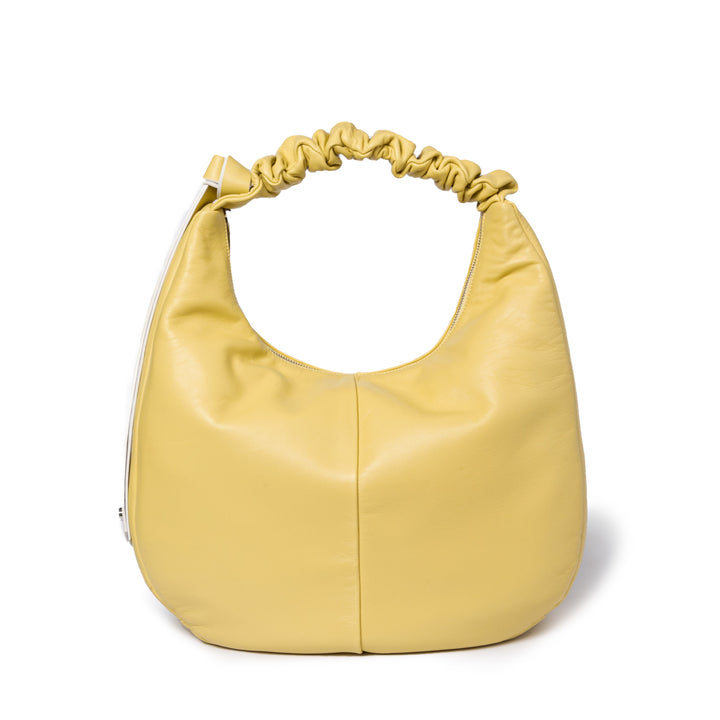 Roberta Gandolfi Azzurro Hobo large in morbida pelle nappa con manico arricciato regolabile