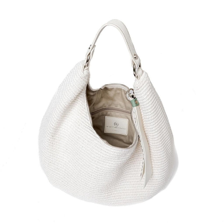 Roberta Gandolfi Beatrice Hobo Medium In Raffia E Finiture In Pelle Con Dettaglio Animalier E Tracolla Staccabile