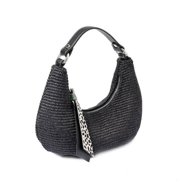 Roberta Gandolfi Beatrice Hobo Small In Raffia E Finiture In Pelle Con Dettaglio Animalier E Tracolla Staccabile