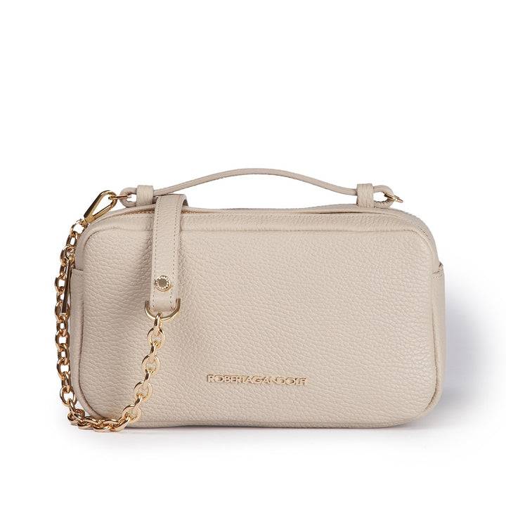 Roberta Gandolfi Brigida camera borsa in pelle con doppio scomparto e tracolla in catena dorata con spallaccio protettivo in pelle Roberta Gandolfi Brigida camera borsa in pelle con doppio scomparto e tracolla in catena dorata con spallaccio protettivo in pelle