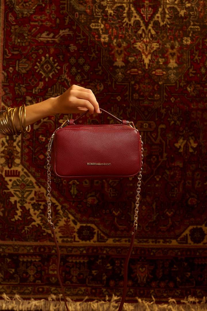 Roberta Gandolfi Brigida Camera Borsa In Pelle Con Doppio Scomparto E Tracolla In Catena Dorata Con Spallaccio Protettivo In Pelle