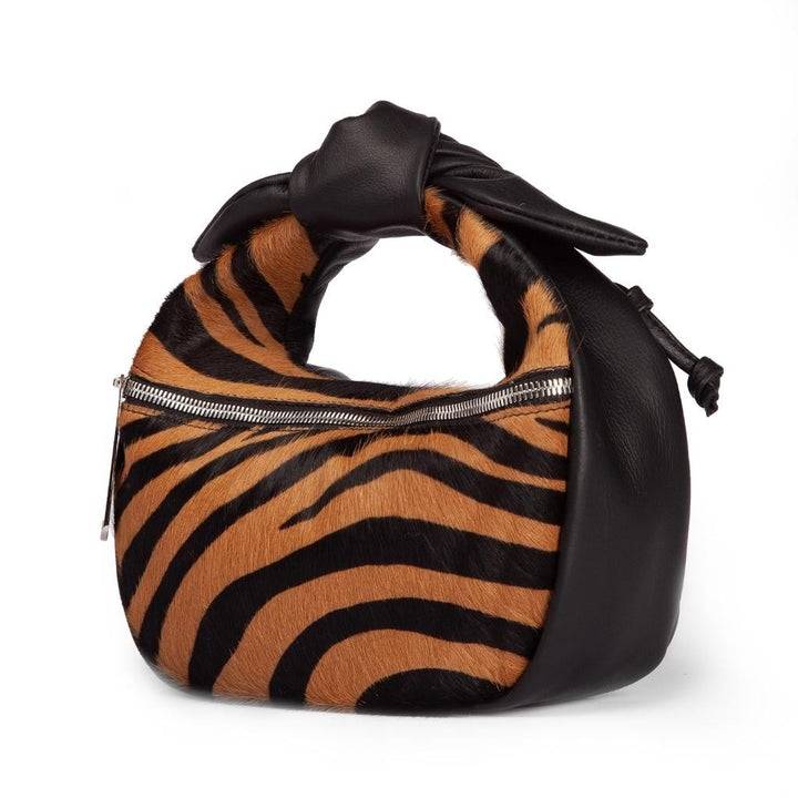 Roberta Gandolfi Bunny Pony Mini Bag In Pony Stampa Animalier E Finiture In Pelle Di Vitello Con Tracolla Staccabile