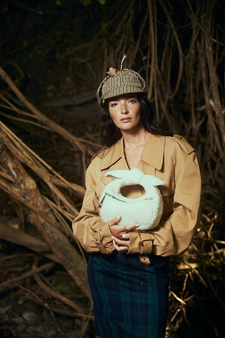 Roberta Gandolfi Bunny Teddy Mini Bag In Shearling Con Tracolla In Pelle Staccabile