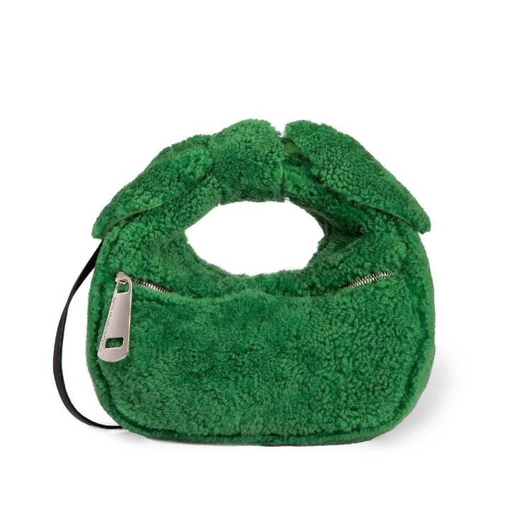 Roberta Gandolfi Bunny Teddy mini bag in shearling con tracolla in pelle staccabile