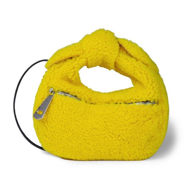 Roberta Gandolfi Bunny Teddy mini bag in shearling con tracolla in pelle staccabile