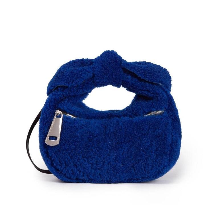 Roberta Gandolfi Bunny Teddy mini bag in shearling con tracolla in pelle staccabile